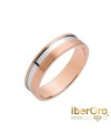 Alianza de boda en oro rosa con centro rodiado