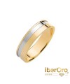 Alianza de boda en oro amarillo con centro rodiado