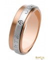 Alianza de boda plana mate con grabado exterior