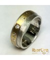 Alianza de boda plana mate con grabado exterior