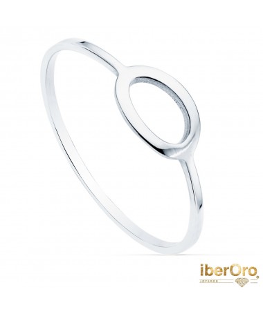 Sortija Oro Blanco Lisa Motivo Oval 8 X 5 mm