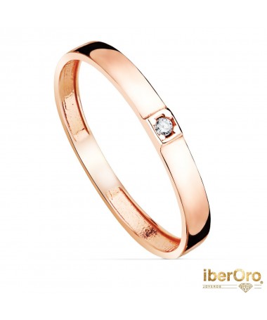 Sortija Oro Rosa Brillo 1 Circonita