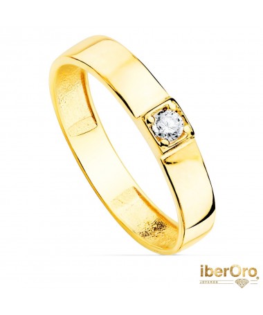 Sortija oro amarillo Brillo 1 Circonita