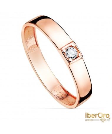 Sortija Oro Rosa Brillo 1 Circonita