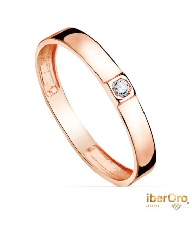 Sortija Oro Rosa Brillo 1 Circonita
