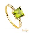Sortija oro amarillo Circonitas y Peridoto Fino 6X6 mm