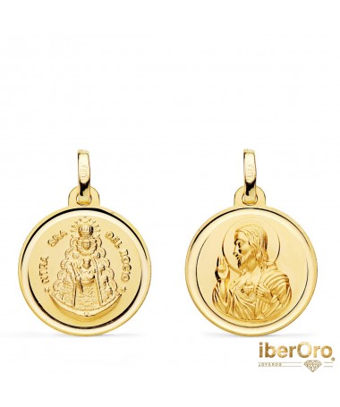 Medalla Escapulario Virgen del Rocio y Corazon Jesús 18mm