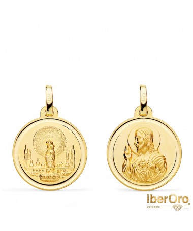Escapulario Virgen Pilar y Corazon de Jesús 18 mm