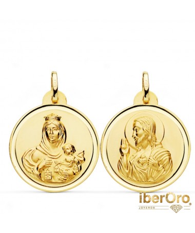Escapulario Bisel Virgen del Carmen Corazon Jesús 24 mm