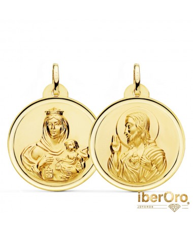 Escapulario Virgen del Carmen Corazon de Jesús Bisel 26 mm