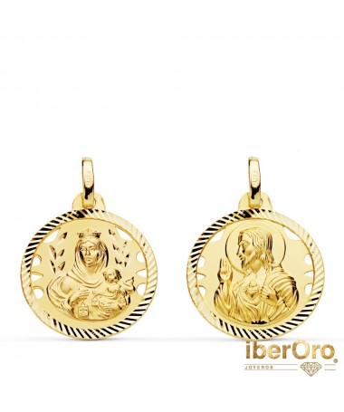 Escapulario Helice Calado Virgen Carmen y Corazon de Jesús 18 mm