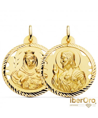 Escapulario Helice Calado Virgen Carmen y Corazon de Jesús 30 mm