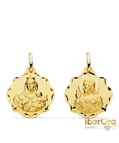 Escapulario Virgen del Carmen y Corazon de Jesús 20 mm