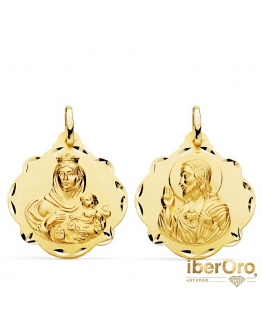 Escapulario Virgen del Carmen y Corazon de Jesús 24 mm