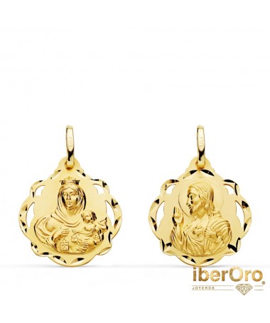 Escpulario Virgen del Carmen Corazon de Jesús 18mm