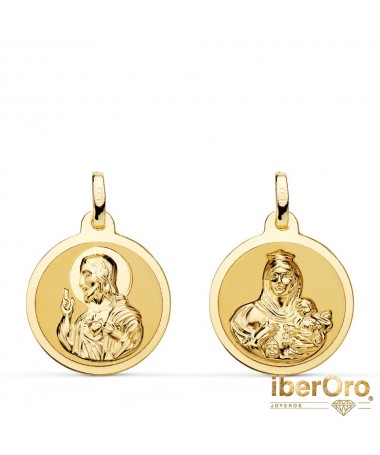 Escapulario Brillo Virgen del Carmen y Corazon de Jesús 18 mm