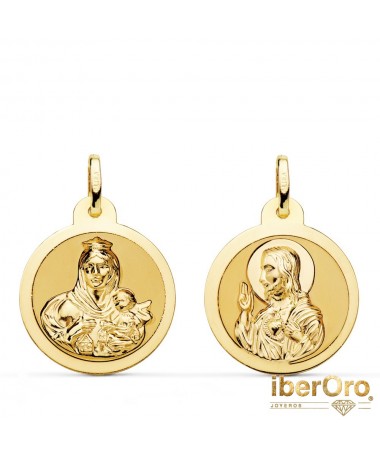 Escapulario Brillo Virgen del Carmen y Corazon de Jesús 20 mm