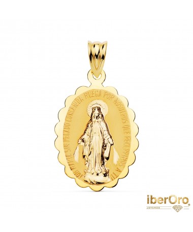 Medalla Escapulario Virgen de la Milagrosa Brillo 28 X 18 mm