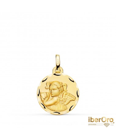 Medalla oro amarillo Angel Niña Revoltosa Tallada
