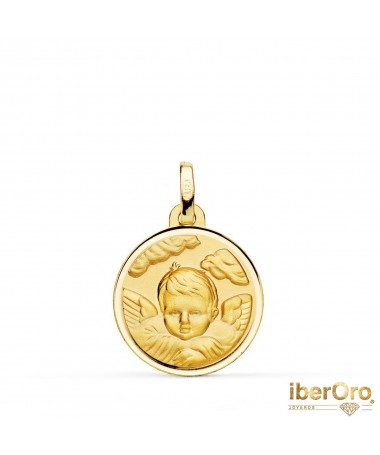 Medalla oro amarillo Angel Niño En La Nube Bisel