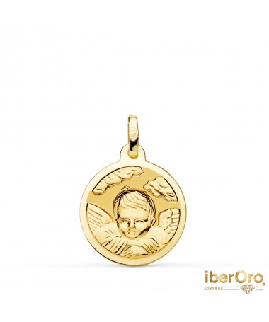 Medalla oro amarillo Angel Niño En La Nube Brillo