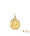Medalla oro amarillo Angel Niño Piadoso Rezando Bisel