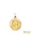 Medalla oro amarillo Angel Niño Piadoso Rezando Bisel 18 mm