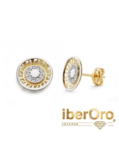 Pendientes Bicolor Circonitas 10 mm