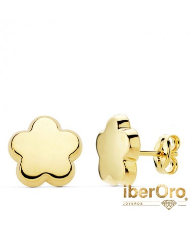 Pendientes oro amarillo Flor Lisa 10 X 10 mm