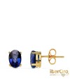 Pendientes oro amarillo Garras Zafiro 7 X 5 mm