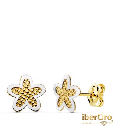 Pendientes Bicolor Flor 7,5 X 7,5 mm