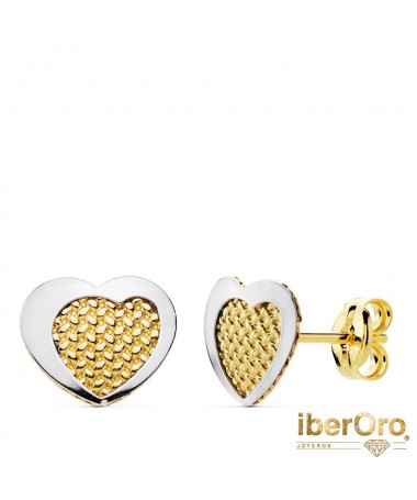 Pendientes Bicolor Corazon 9 X 7 mm