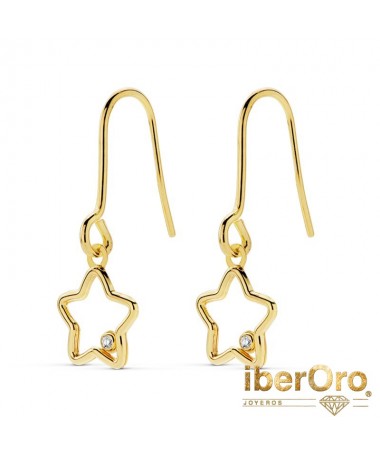 Pendientes Estrella Circonitas 22 X 8 mm