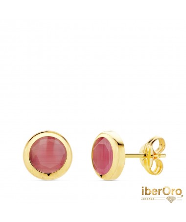 Pendientes Chaton Piedra Rosa