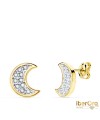 Pendientes Oro Bicolor Luna Con Circonitas