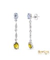 Pendientes Oro Blanco Piedras Agua Marina y Topacio Ambar