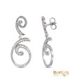 Pendientes Largos Oro Blanco Con Circonitas