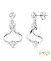 Pendientes Largos Oro Blanco Circonitas Presion