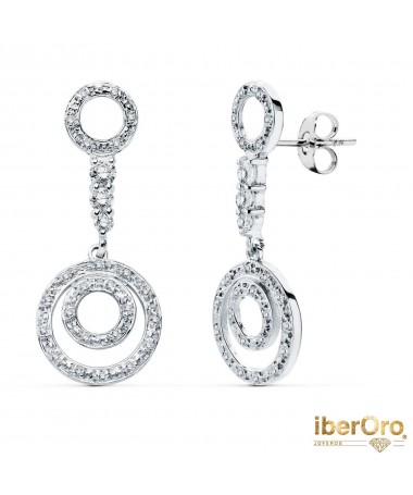 Pendientes Largos Oro Blanco Circonitas
