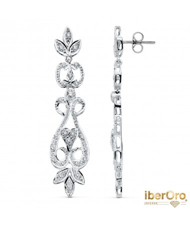 Pendientes Oro Blanco Circonitas Presion