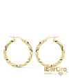 Aros oro amarillo Huecos Retorcidos Mate y Brillo 25 X 2