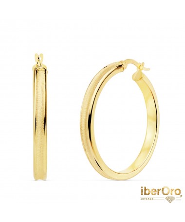 Aros oro amarillo Redondos Mate y Brillo 30 X 4 mm