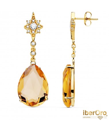 Pendientes Piedra Pera Color Champagne