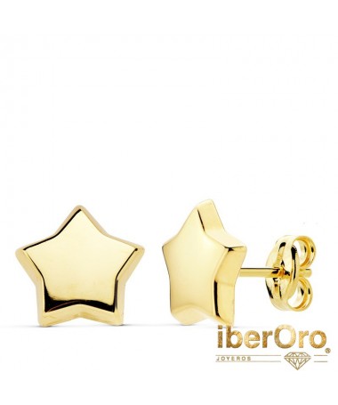 Pendientes oro amarillo Estrella Lisa 10 X 10 mm