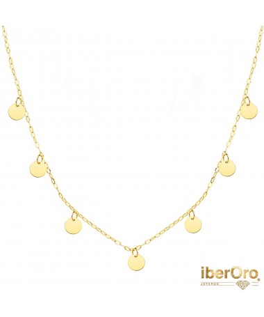 Gargantilla oro amarillo Chapas Redondas 5 mm