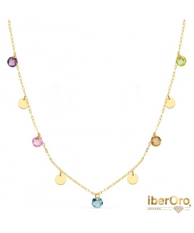Gargantilla oro amarillo Chapas 5 mm y Piedras 5 mm