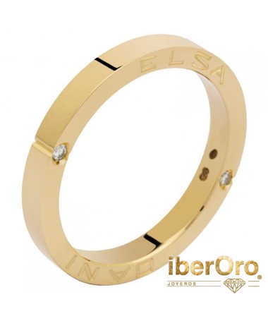 Alianza de boda, plana, brillo, grabado exterior