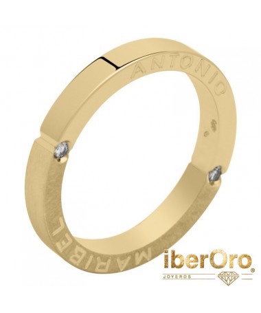 Alianza de boda, plana, matizada-brillo, grabado exterior
