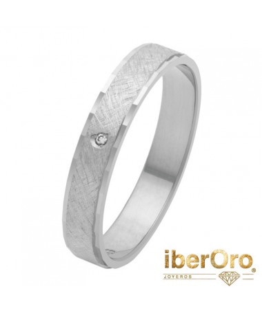 Alianza de boda, plana, matizada-brillo